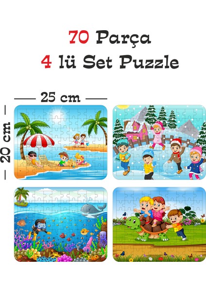70 Parça Ahşap Eğitici Yapboz Puzzle Seti (Set 3)