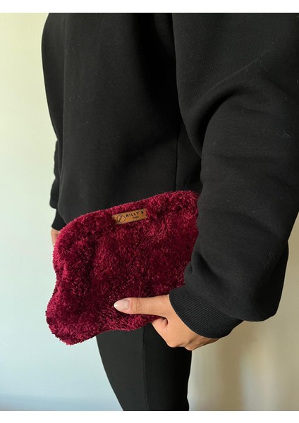 Kadın Gizli Burslu Peluş Örgü Astarlı El Çantası (26X16)