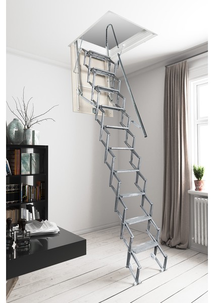 Fantozzi Acı Alüminyum Italya Menşei 70X100 Alüminyum Basamaklı Makaslı Metal Çatı Merdiveni H:320CM