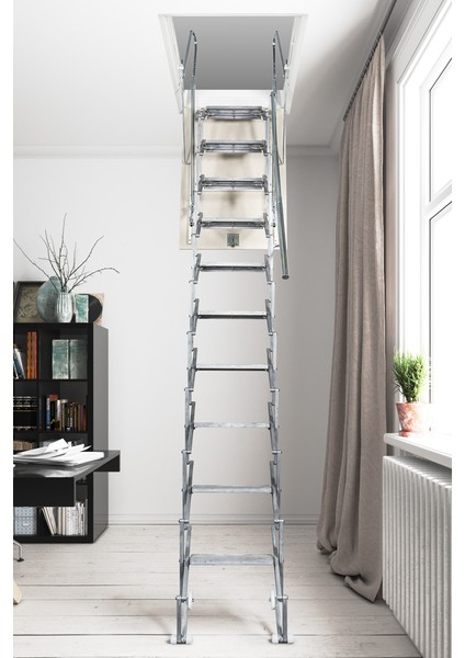 Fantozzi Acı Alüminyum Italya Menşei 70X100 Alüminyum Basamaklı Makaslı Metal Çatı Merdiveni H:320CM modelleri