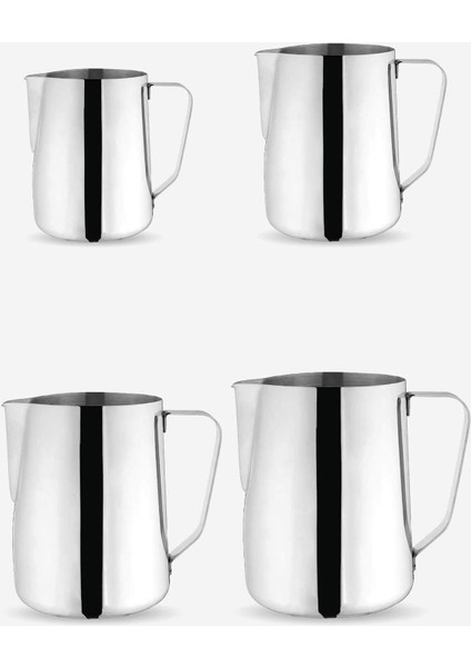 Süt Potu Barista Pitcher Seti - Paslanmaz Çelik | 350ML + 500ML + 700ML + 1000ML