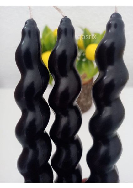Qosri x 3'lü Siyah Italyan Burgulu Şamdan Soya Mumu Doğal Kokulu Uzun Çubuk Konik Burgu Spiral Mum Dekoratif fırsatları