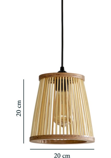 Rustik Serisi Ayder Bambu Ahşap Sarkıt Avize 20 cm fiyatları