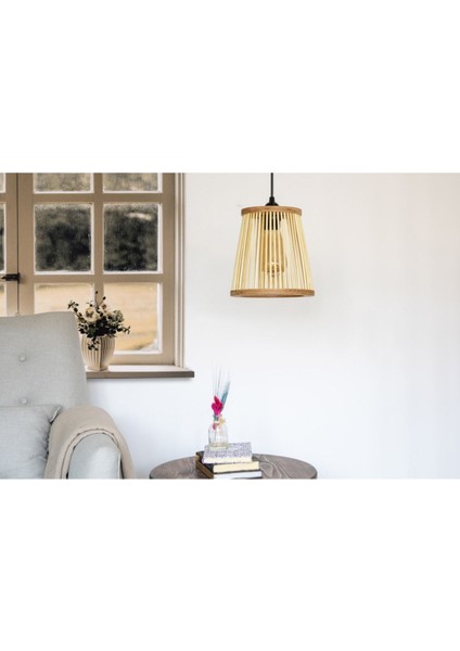 Rustik Serisi Ayder Bambu Ahşap Sarkıt Avize 20 cm fırsatları