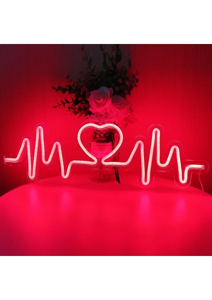 Neon LED Duvar Dekoratif Aydınlatma -Ekg Kalp-