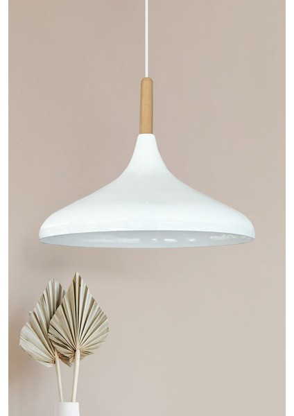 Beyaz Iç Renk Beyaz Champion Ahşap Tekli Avize Sarkıt Salon Mutfak Lamba Aydınlatma Avizeler