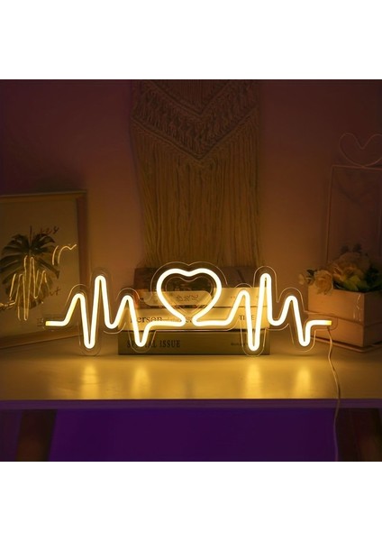 Neon LED Duvar Dekoratif Aydınlatma -Ekg Kalp-
