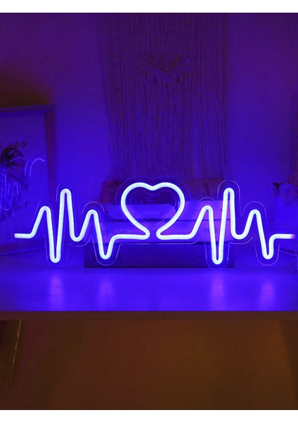 Neon LED Duvar Dekoratif Aydınlatma -Ekg Kalp-