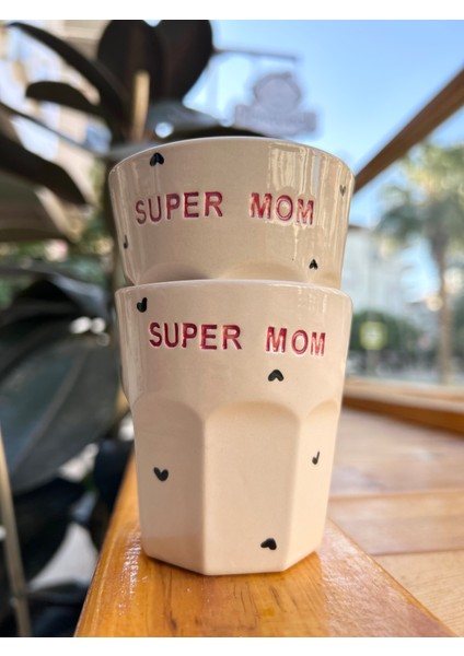 Super Mom Yazılı El Yapımı Seramik Bardak