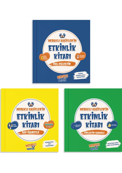 Meraklı Kaşifler'in Etkinlik Kitabı Seti Bul - Eşleştir / Say - Işaretle / Birleştir - Tamamla