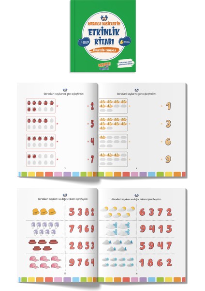Meraklı Kaşifler'in Etkinlik Kitabı Seti Bul - Eşleştir / Say - Işaretle / Birleştir - Tamamla fırsatları