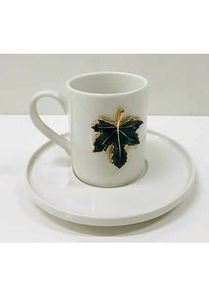 Yaprak Figürlü Kahve Fincan Takımı 2 Kişilik