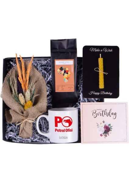 Kişi ve Kurumlara Özel Isim ve Logo Baskılı Kupa Kahve Çiçek Mum Kurumsal Doğum Günü Hediyesi