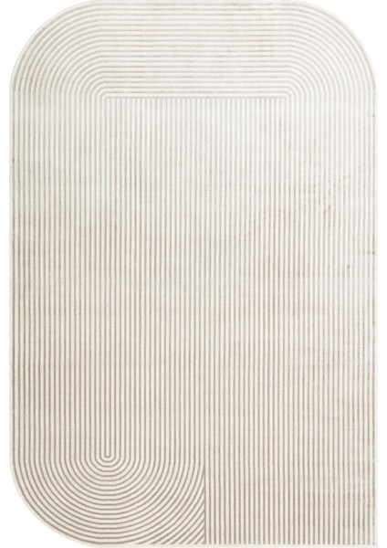 Merano Mrn 03 Cream Grey Geometrik Desenli Yüksek Kalite Sık Dokuma Salon Halısı