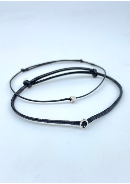 2'li Minimal Objeli Erkek Suni Deri Ip Bileklik Seti