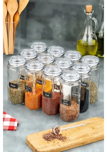 12 Adet Origami Kaşık ve 12 Adet 500 ml Sızdırmaz Baharatlık Seti - Etiketli