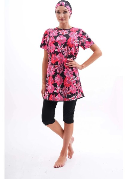 Likralı Desenli Yarı Kapalı Tesettür Mayo fiyatları