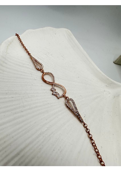 Rose Renk Sonsuzluk Gümüş Bileklik modelleri