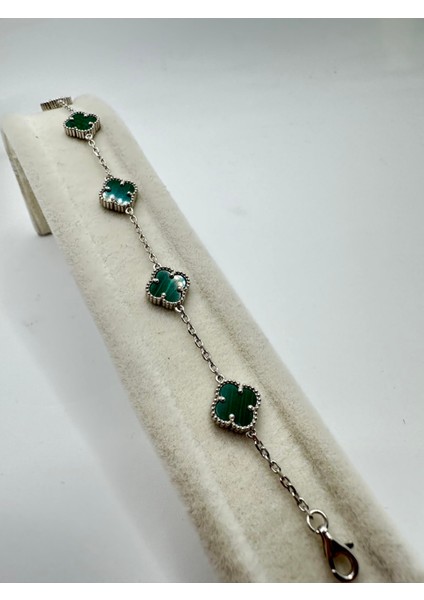 Yonca Model Malakit Taşlı Gümüş Bileklik fiyatları
