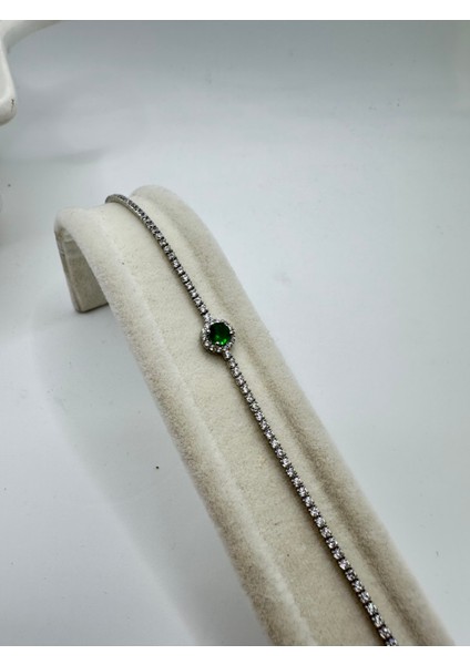 Yeşil Taşlı Su Yolu Gümüş Bileklik fiyatları