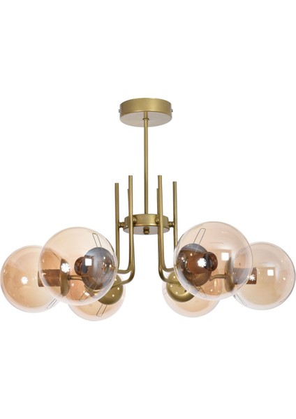 Vien Modern Tasarım Salon Yemek Odası Mutfak Eskitme Renk Camlı Sarkıt 6 Lı Avize fiyatları