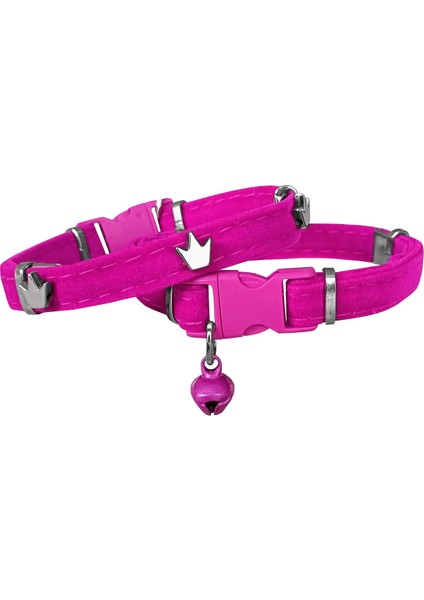 Kadife Kedi Boyun Tasması King 20 x 32 cm Pembe