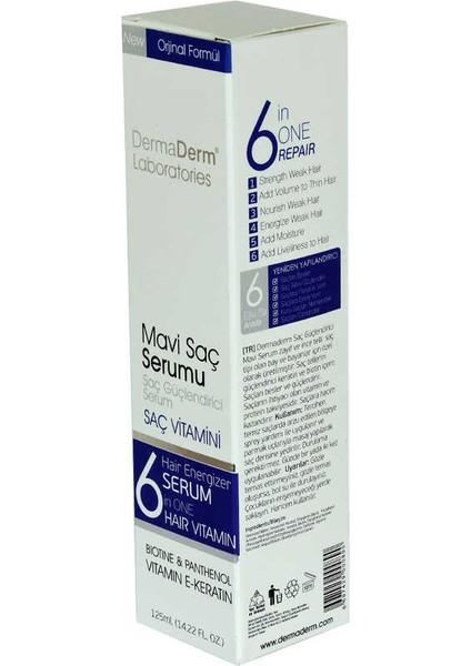 Mavi Saç Serumu Saç Güçlendirici Serum (Biotin Panthenol Vitamin E-Keratin) 125 ml fırsatları