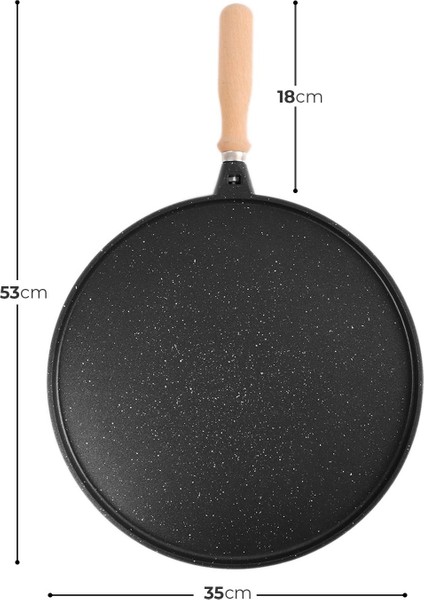 Tek Taraflı Döküm Granit Gözleme Bazlama Tavası Tek Taraflı 36 cm, Spatula Hediye