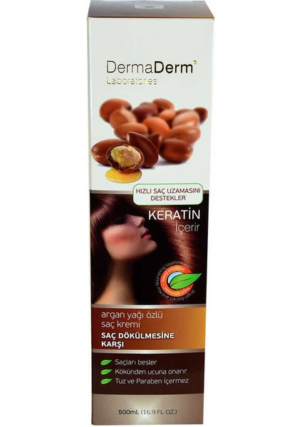 Argan Yağı Özlü Saç Kremi Keratinli (Tuz ve Paraben Içermez) 500 ml