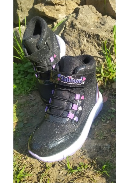 Kız Çocuk Yarım Bot Su Geçirmez Parlak Simli Cırt Cırtlı Termal Bot indirimleri