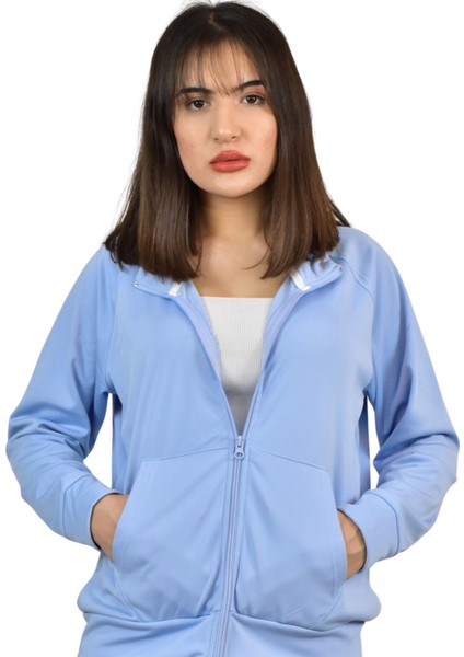 Kadın Akat Şardonlu Dik Yaka Fermuarlı Sweatshirt