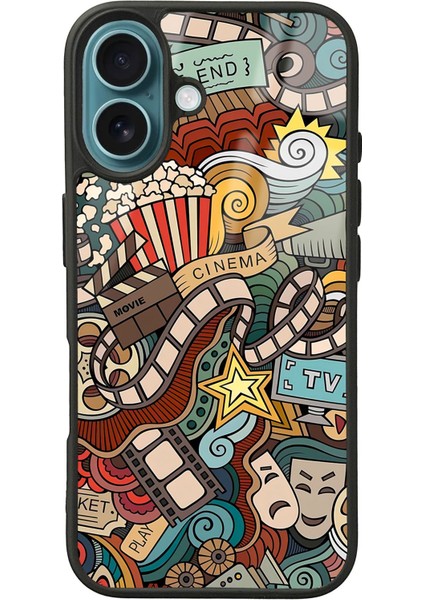 iPhone 16 Retro Cinema Tasarımlı Glossy Telefon Kılıfı