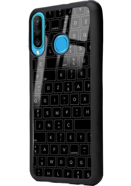 Huawei P30 Lite Keyboard Tasarımlı Glossy Telefon Kılıfı