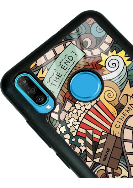 Huawei P30 Lite Retro Cinema Tasarımlı Glossy Telefon Kılıfı modelleri