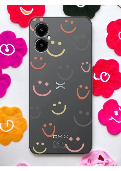 Omix X5 Gülümse Tasarımlı Şeffaf Telefon Kılıfı