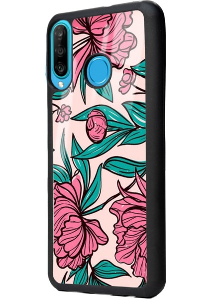 Huawei P20 Lite Fuşya Çiçekli Tasarımlı Glossy Telefon Kılıfı fiyatları