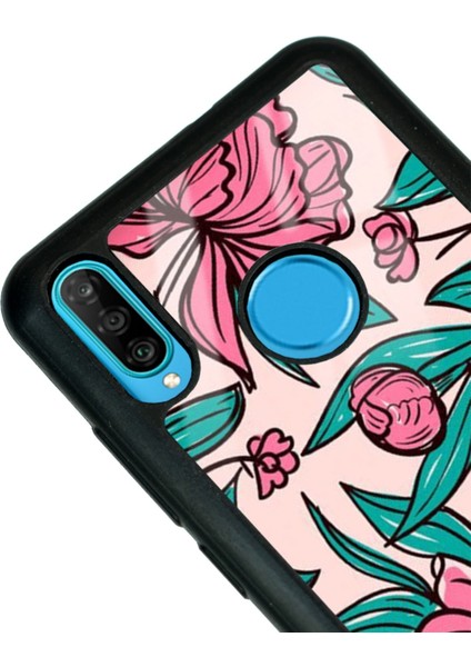 Huawei P20 Lite Fuşya Çiçekli Tasarımlı Glossy Telefon Kılıfı modelleri