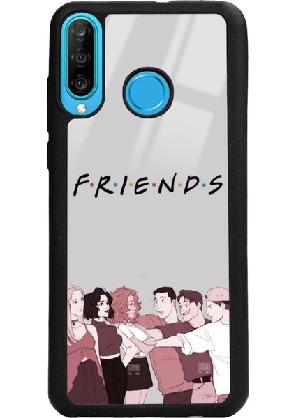 Huawei P30 Lite Doodle Friends Tasarımlı Glossy Telefon Kılıfı