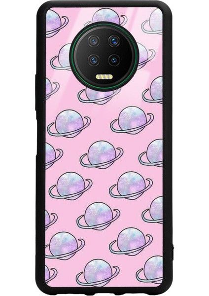 Infinix Note 7 Pembe Saturn Tasarımlı Glossy Telefon Kılıfı