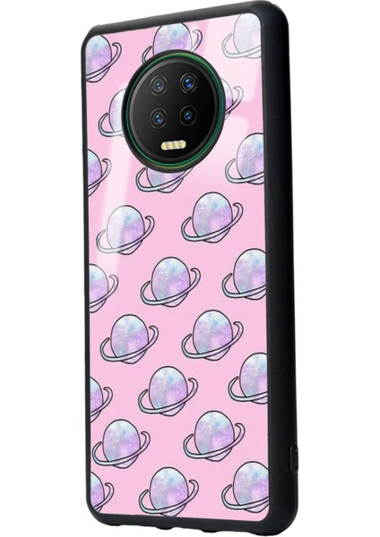Infinix Note 7 Pembe Saturn Tasarımlı Glossy Telefon Kılıfı
