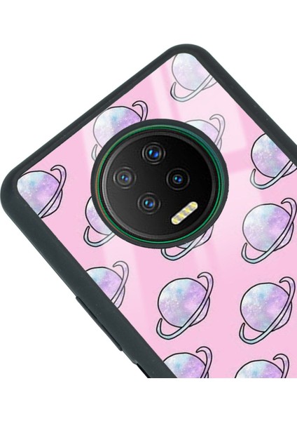 Infinix Note 7 Pembe Saturn Tasarımlı Glossy Telefon Kılıfı