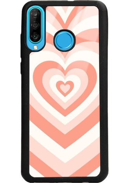 Huawei P30 Lite Orange Heart Tasarımlı Glossy Telefon Kılıfı