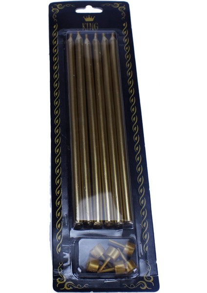 Doğum Günü Pasta Mumu Uzun Boy 18 cm (6 Adet) Gold
