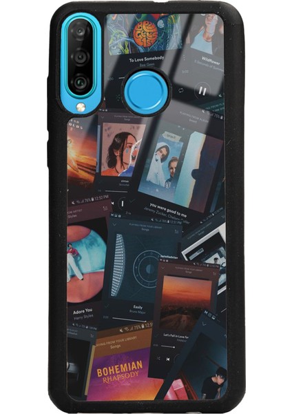 Huawei P30 Lite Music Retro Tasarımlı Glossy Telefon Kılıfı
