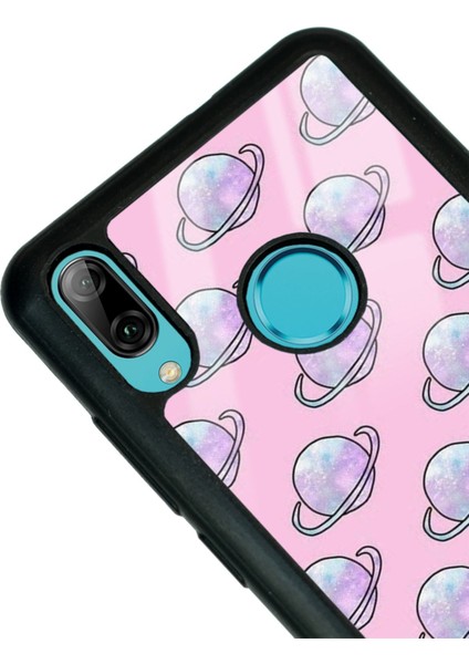 Huawei Y6 (2019) Pembe Saturn Tasarımlı Glossy Telefon Kılıfı modelleri