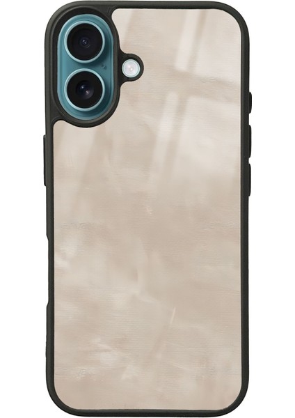 iPhone 16 Süt Kahvesi Mermer Tasarımlı Glossy Telefon Kılıfı