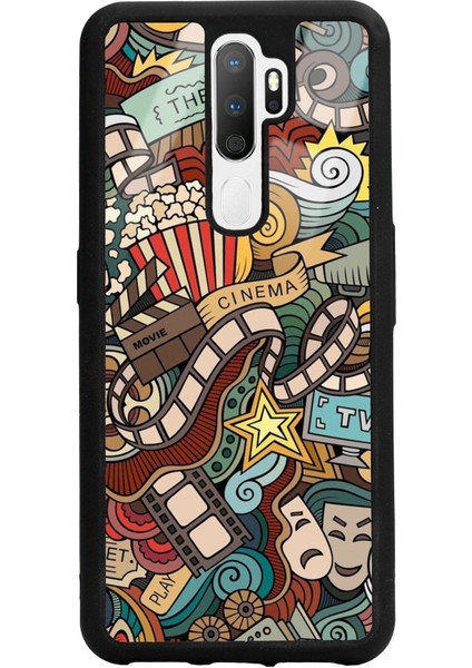 Oppo A5 (2020) Retro Cinema Tasarımlı Glossy Telefon Kılıfı