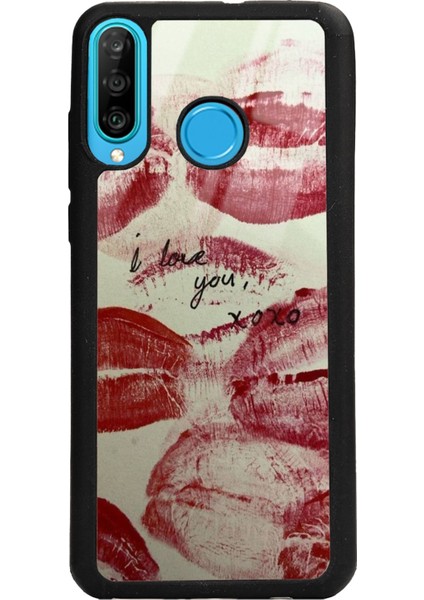 Huawei P30 Lite I Love You Tasarımlı Glossy Telefon Kılıfı