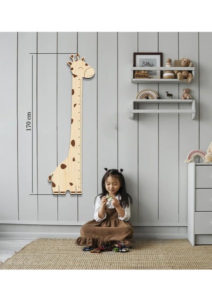 Zürafa Boy Cetveli Çocuk Odası Ahşap Duvar Dekoru Boy Ölçer modelleri