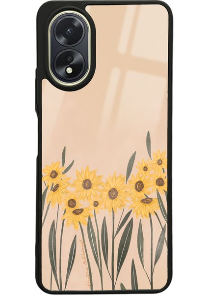 Oppo A38 Watercolor Sunflower Tasarımlı Glossy Telefon Kılıfı